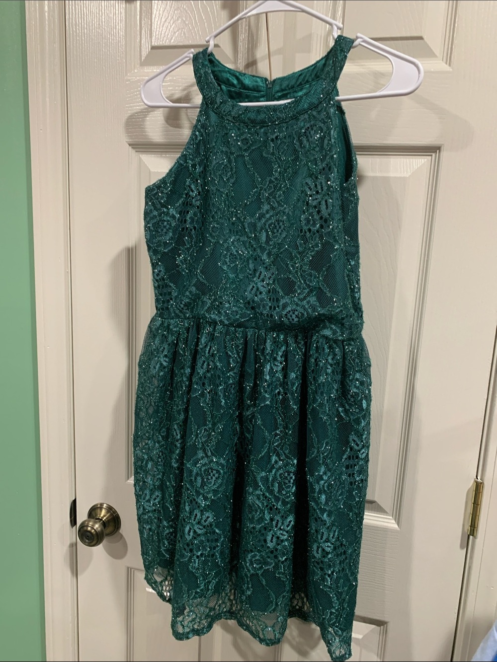 The Children's Place Emerald Green Lace Halter Dress